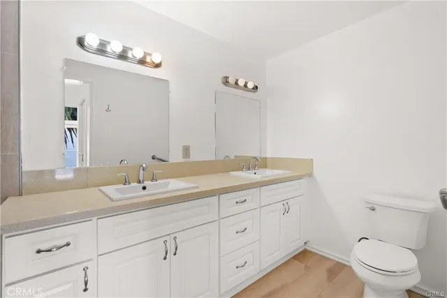 a bathroom with a toilet a sink and mirror