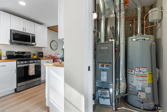 a view of swimming pool with large trees