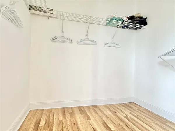 a view of a room with racks on the wall