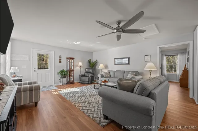 a living room with furniture