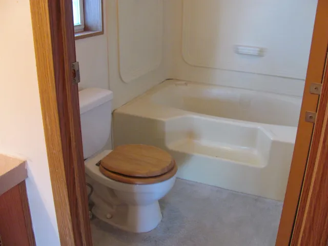 a bathroom with a bathtub