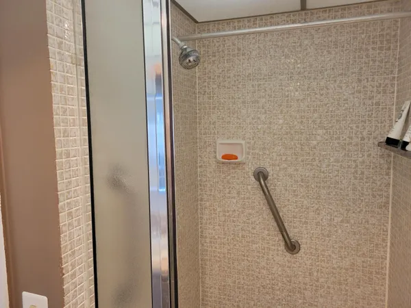a bathroom with a shower