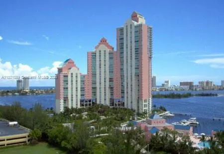 a view of a city with tall buildings