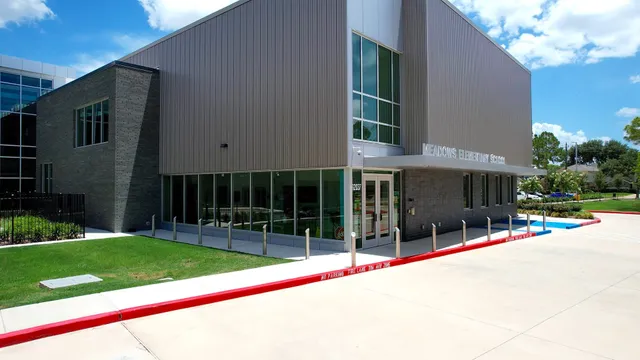 an aerial view of a swimming pool