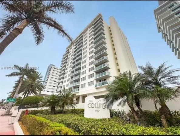 a front view of a multi story building