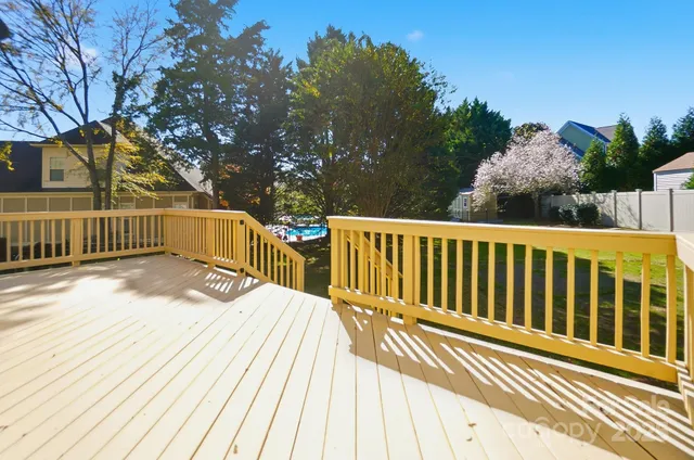 a view of a wooden deck