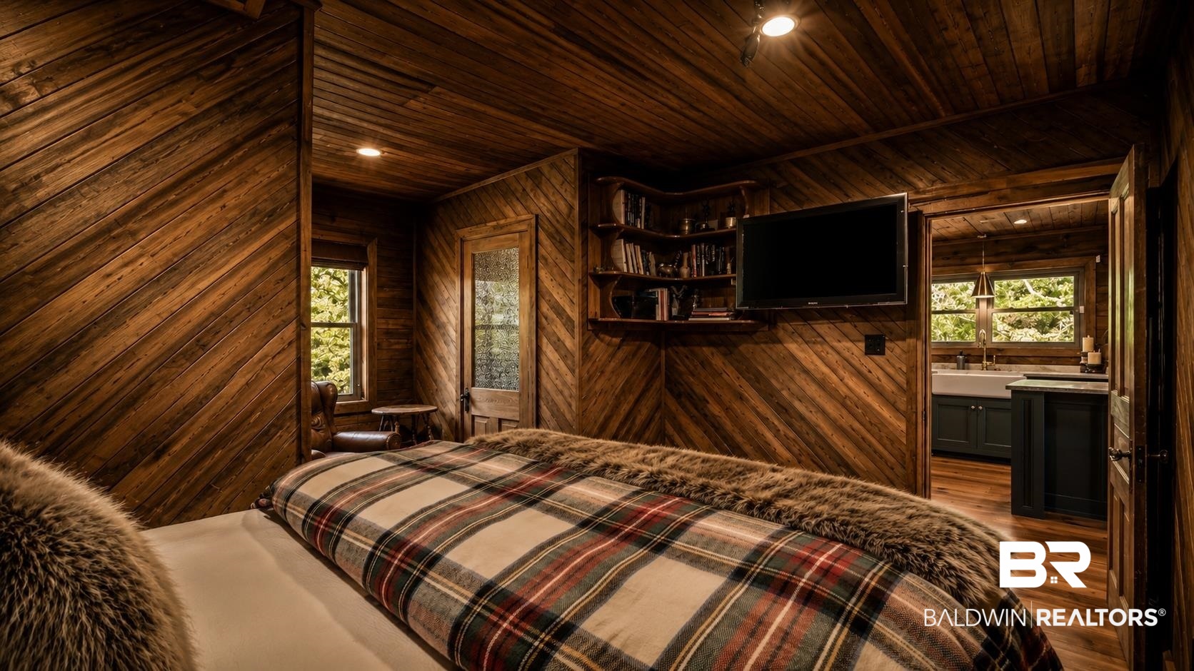 14587 Ridge Road Summerdale, AL 36580 - Photo 31 of 44 Wood-paneled room featuring diagonal wall paneling and a wood-finish floor