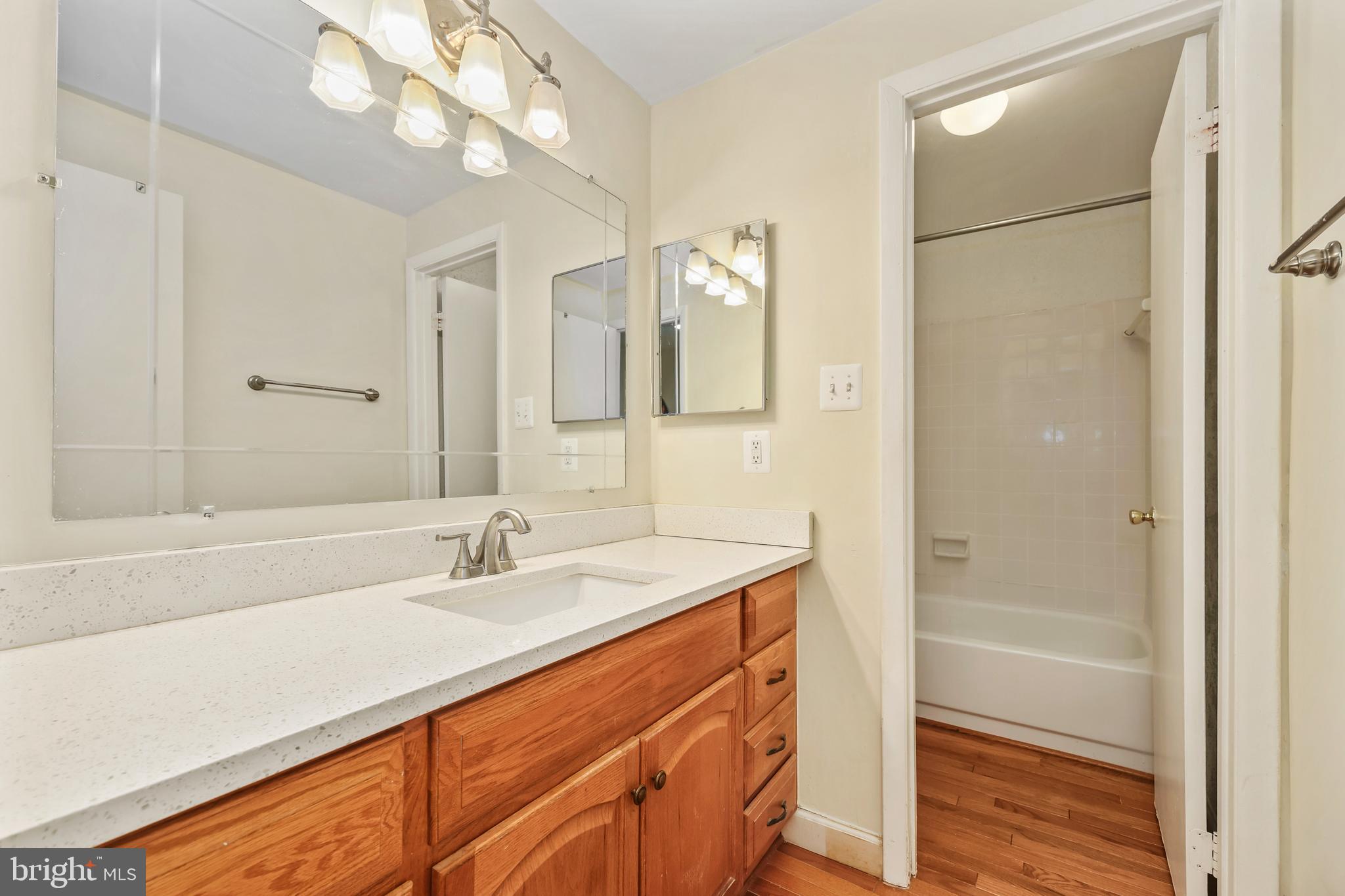 302 Giles Place Sterling, VA 20164 - Photo 9 of 23 a bathroom with a sink a shower and a mirror