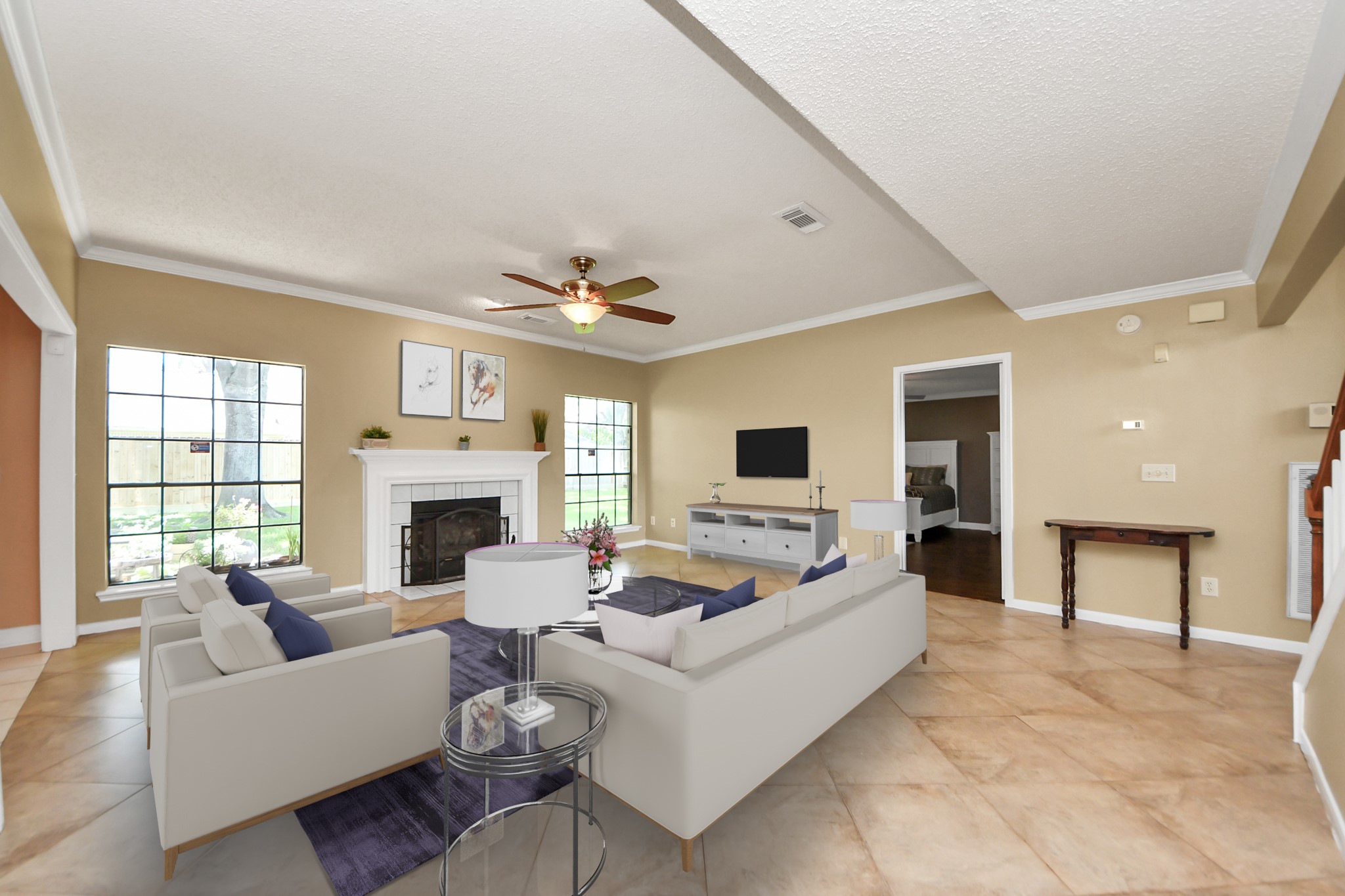 3107 Dulaney Road Houston, TX 77084 - Photo 8 of 50 a living room with furniture and a fireplace