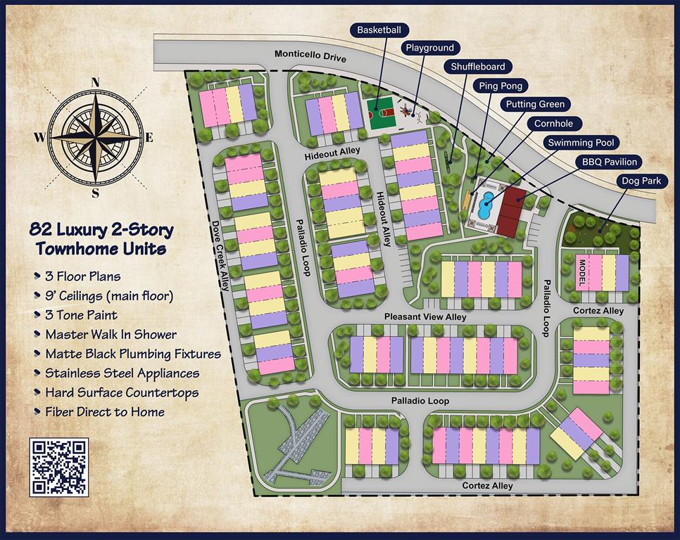 1658 Palladio Loop Princeton, TX 75407 - Photo 18 of 18 Site Plan. Illustrating the layout of 82 two-story townhome units with associated amenities