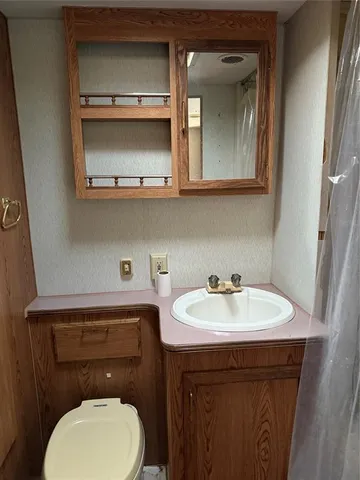 a bathroom with a sink and a toilet