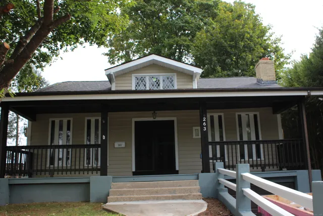 a view of a house with a balcony