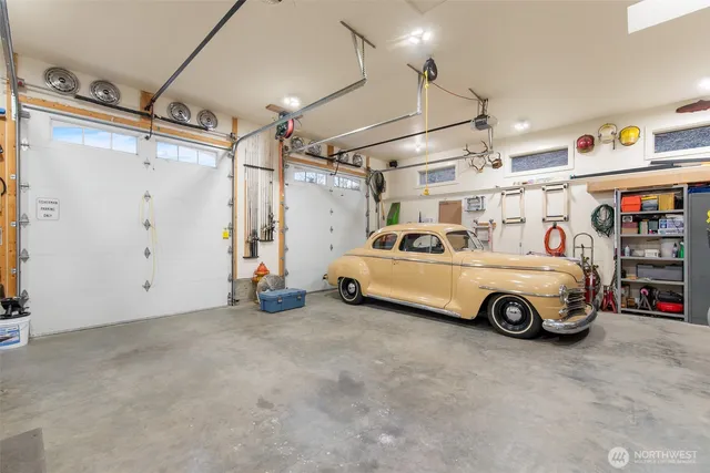 a view of a car in garage