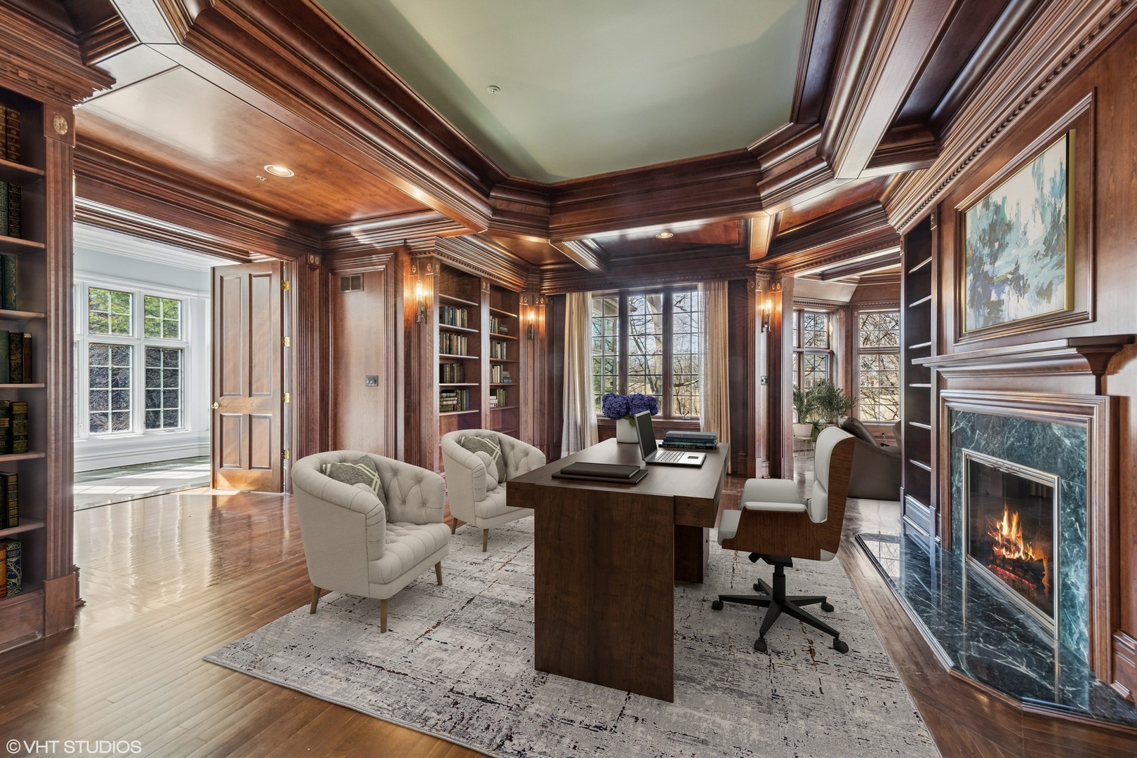 560 Oak Knoll Road Barrington Hills, IL 60010 - Photo 23 of 69 a living room with furniture and a fireplace