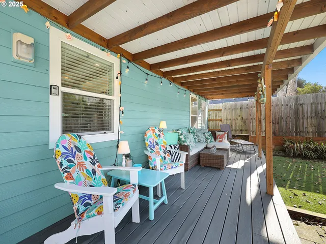 a outdoor living space with furniture