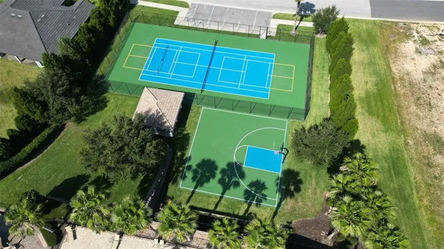 a view of a lake with a terrace