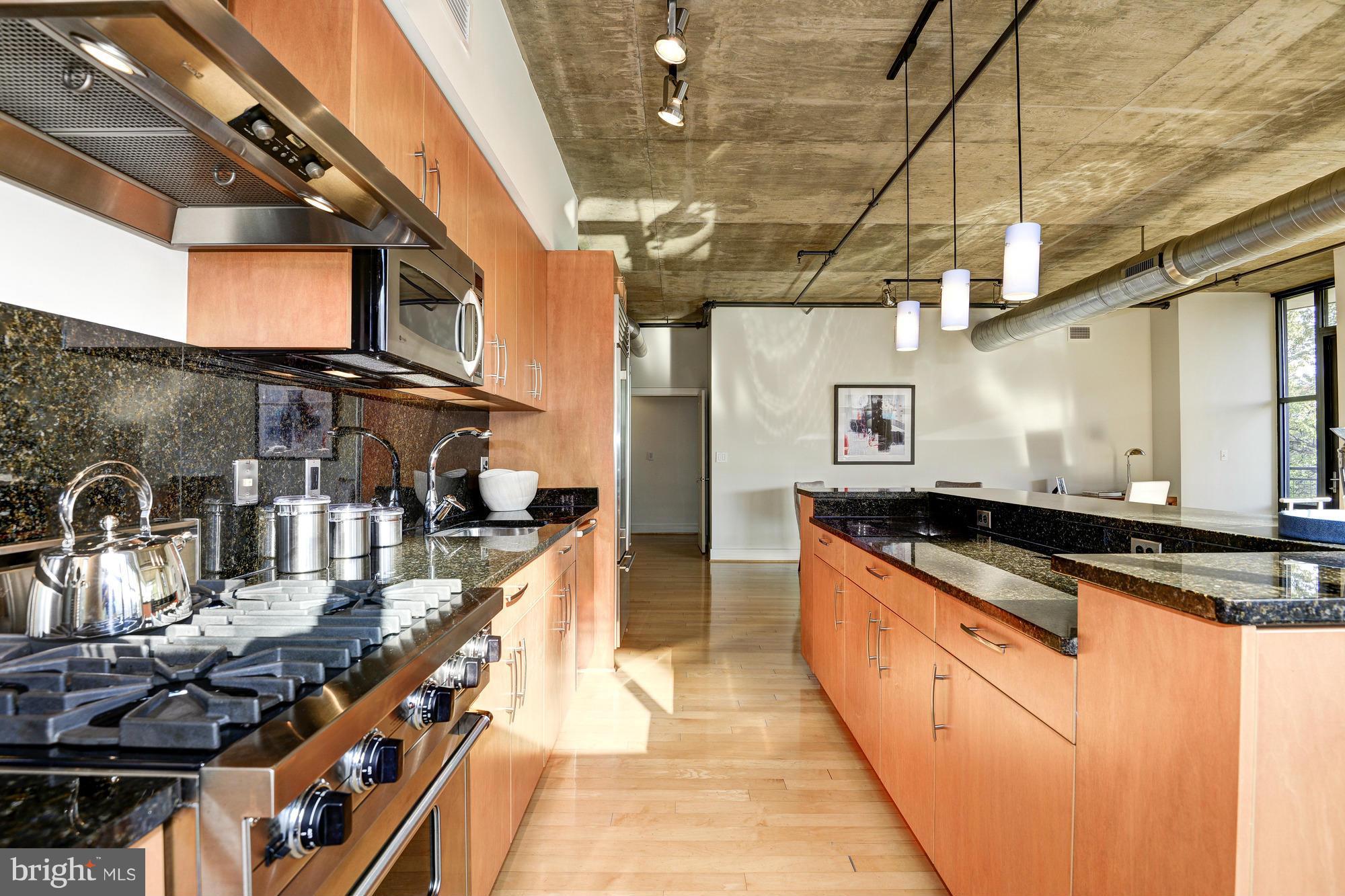 2301 Champlain Street Northwest, Unit 208 Washington, DC 20009 - Photo 13 of 30 a large kitchen with stainless steel appliances granite countertop a lot of counter space and a sink