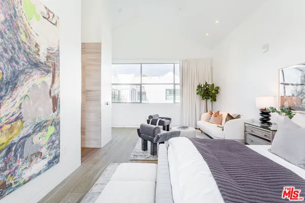 a living room with furniture or couch and a potted plant
