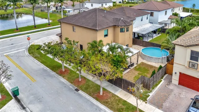 an aerial view of a house