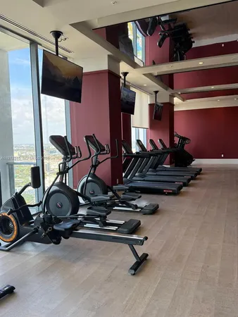 a room with gym equipment