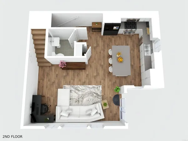 view of living room with furniture and a painting