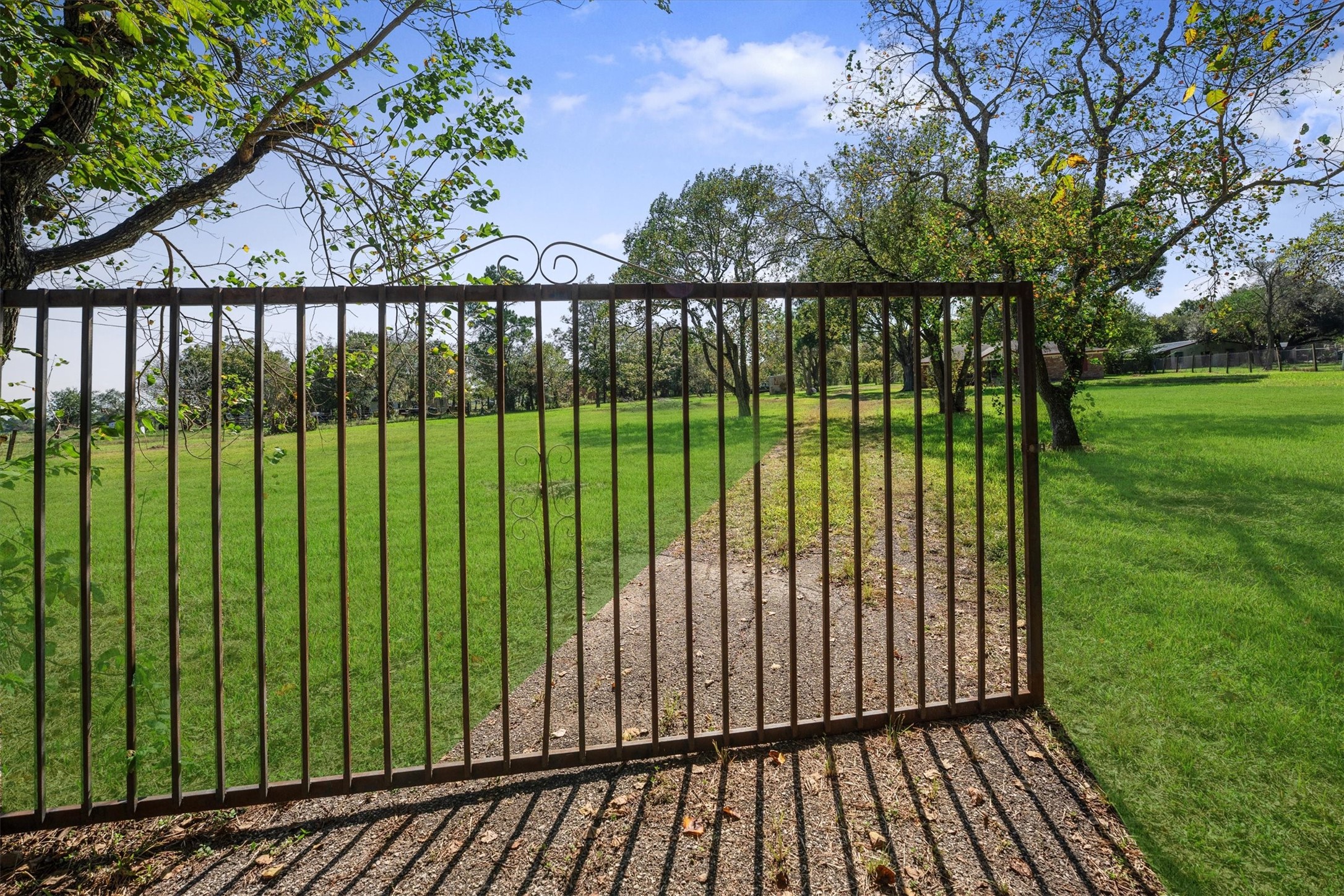 18111 Roy Long Road Pearland, TX 77584 - Photo 6 of 36 A private gated entrance leads you down a serene tree-lined drive, offering privacy and a true sense of arrival.