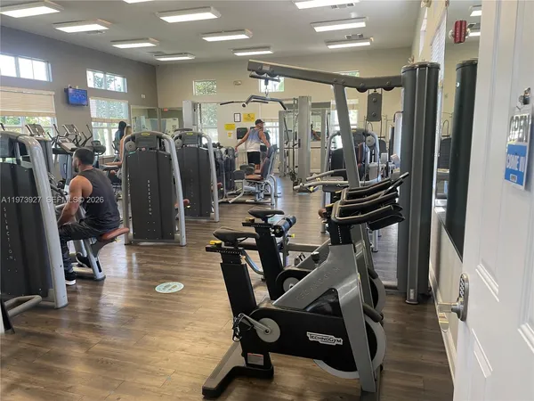 a view of a room with gym equipment