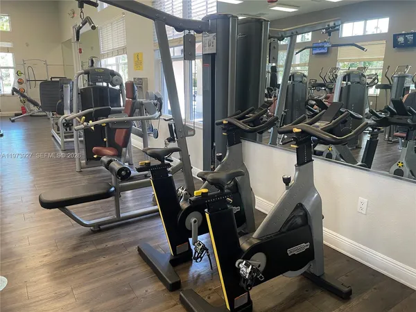 a view of a room with gym equipment