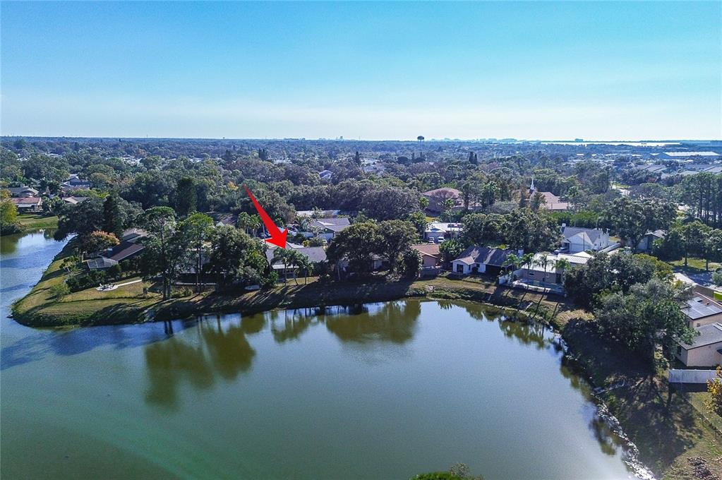 289 Whisper Lake Road Palm Harbor, FL 34683 - Photo 35 of 40 an aerial view of residential houses with outdoor space and lake view