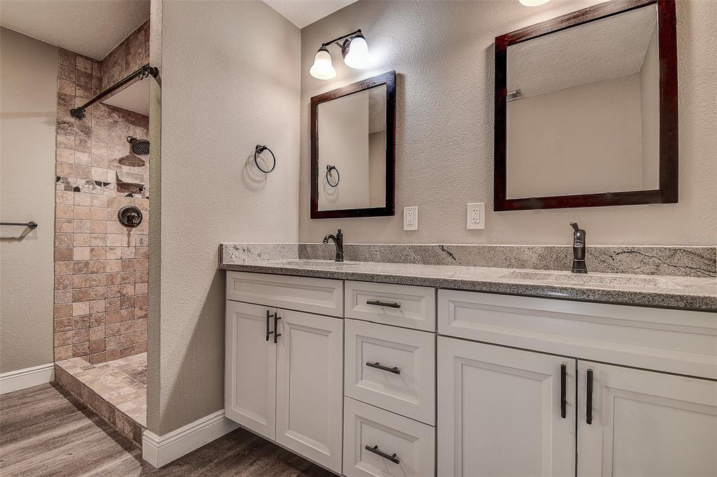 289 Whisper Lake Road Palm Harbor, FL 34683 - Photo 10 of 40 a bathroom with double sink and a mirror