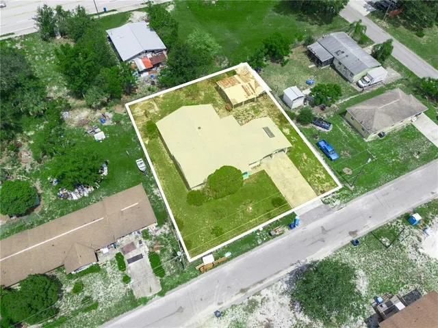 an aerial view of a house