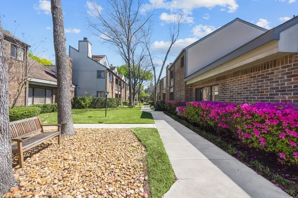 a view of a garden with flowers