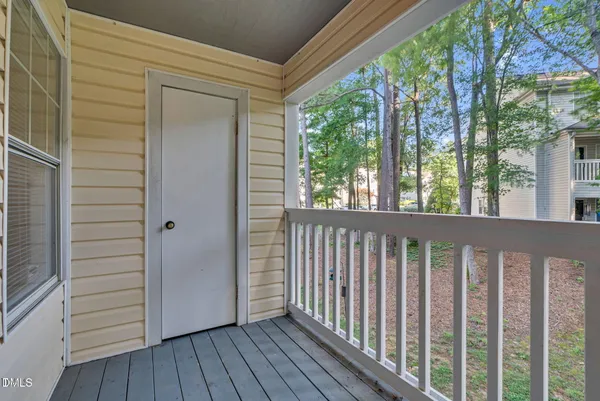 a view of wooden balcony