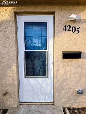 a view of front door of house