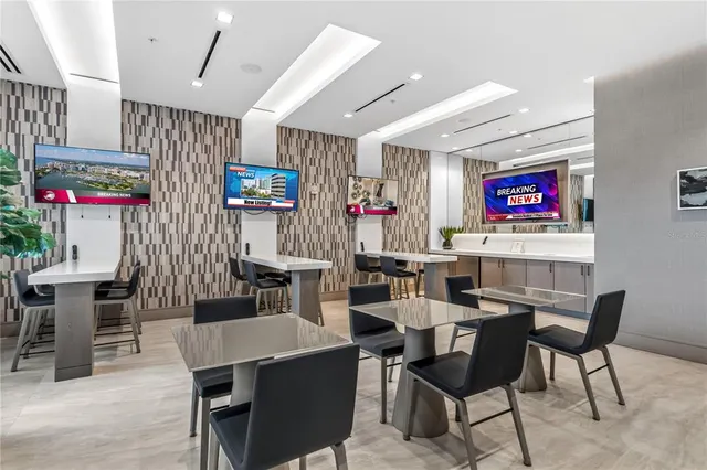 a view of a dining area with furniture