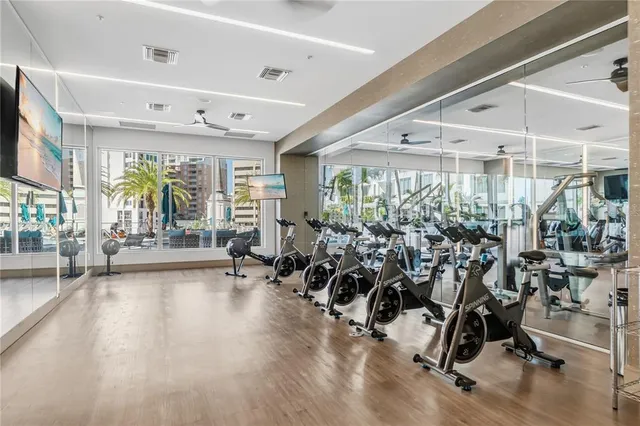 a view of a room with gym equipment