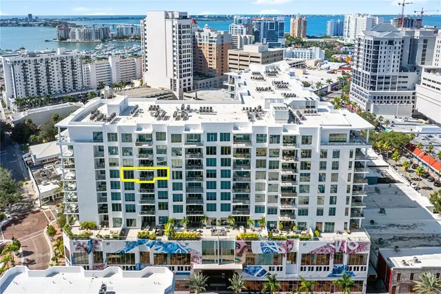 a view of a city with tall buildings