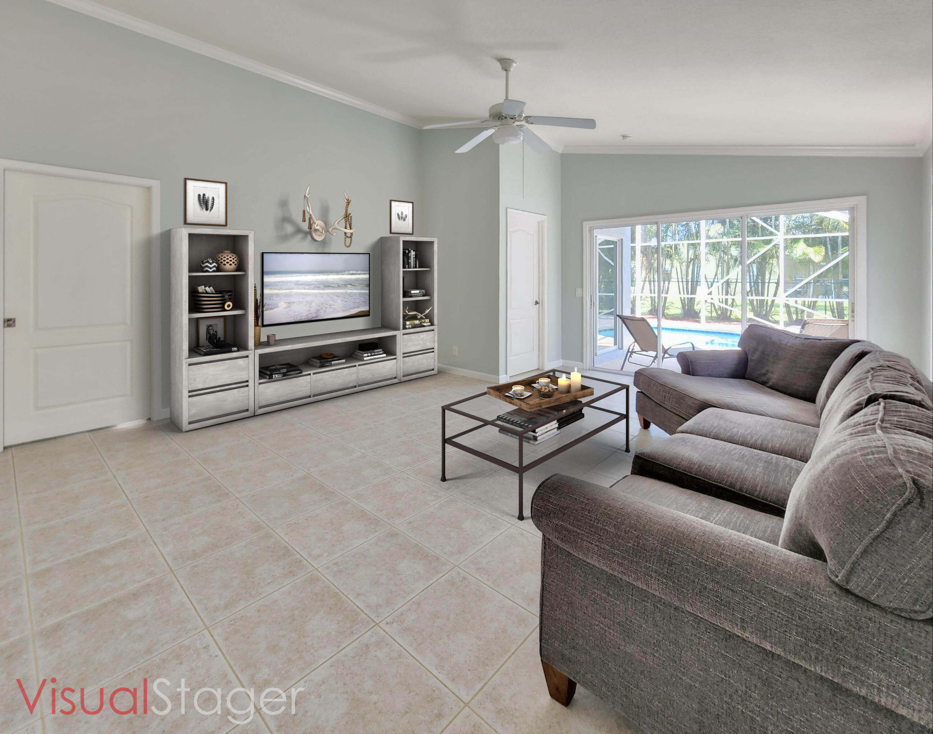 2464 Southwest Omega Way Stuart, FL 34997 - Photo 10 of 70 Family room looking out to pool