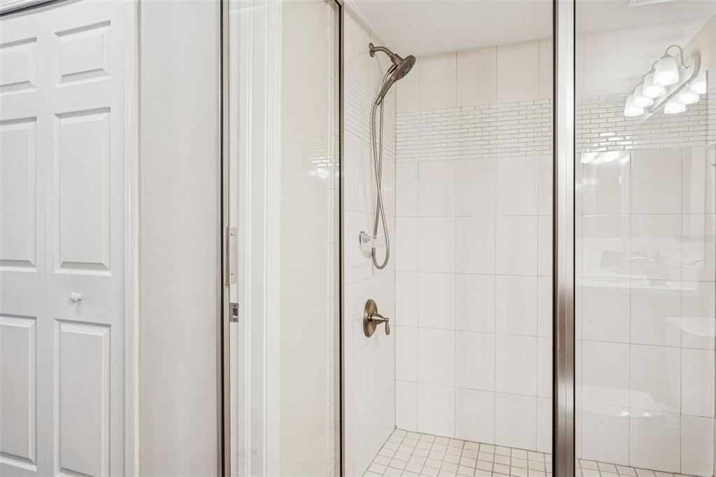 1231 Godavari Way, Unit 101 Wesley Chapel, FL 33543 - Photo 21 of 36 a bathroom with a shower and a glass door