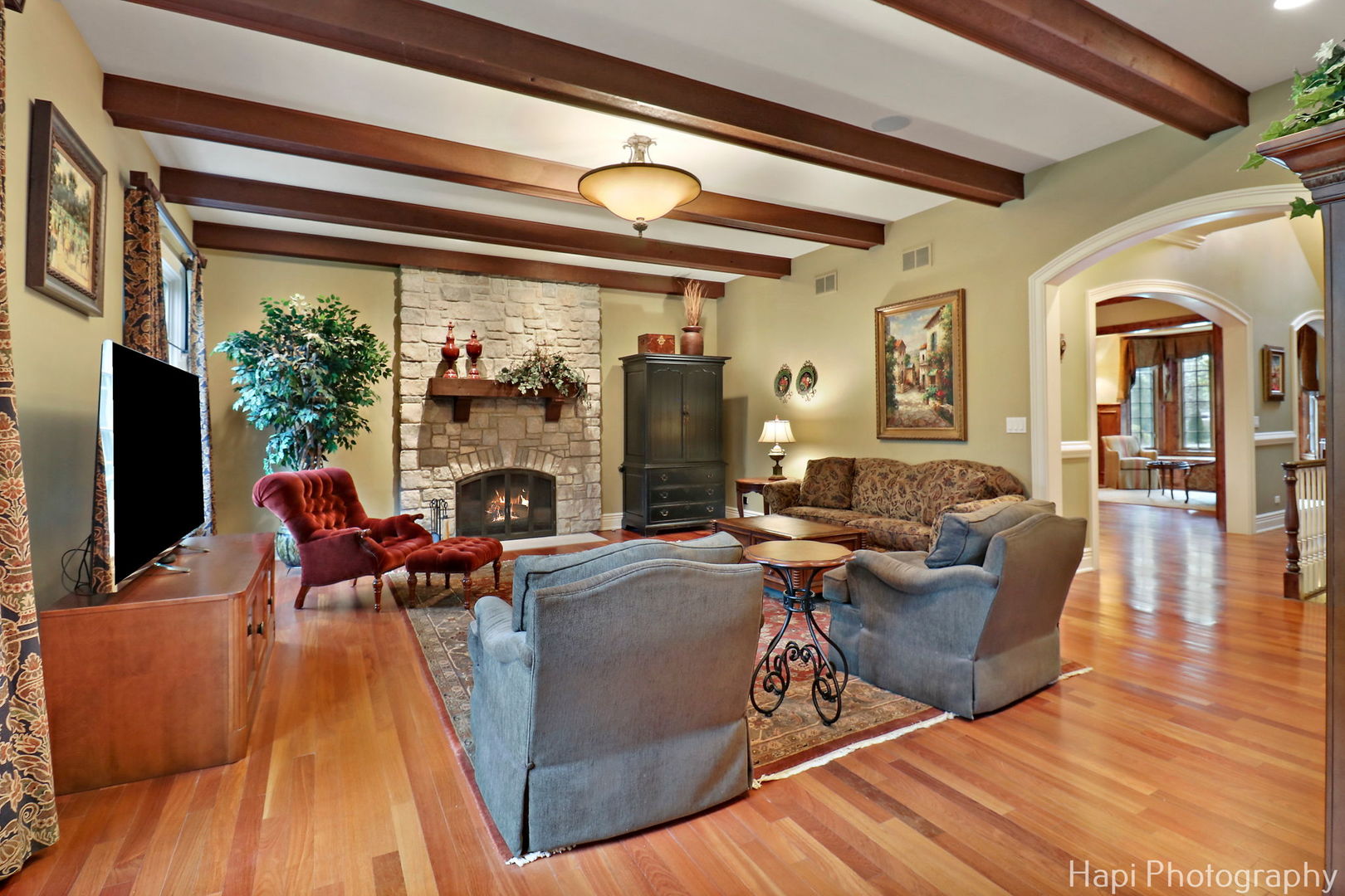 2158 Scott Road Northbrook, IL 60062 - Photo 16 of 57 a living room with furniture a fireplace and a flat screen tv