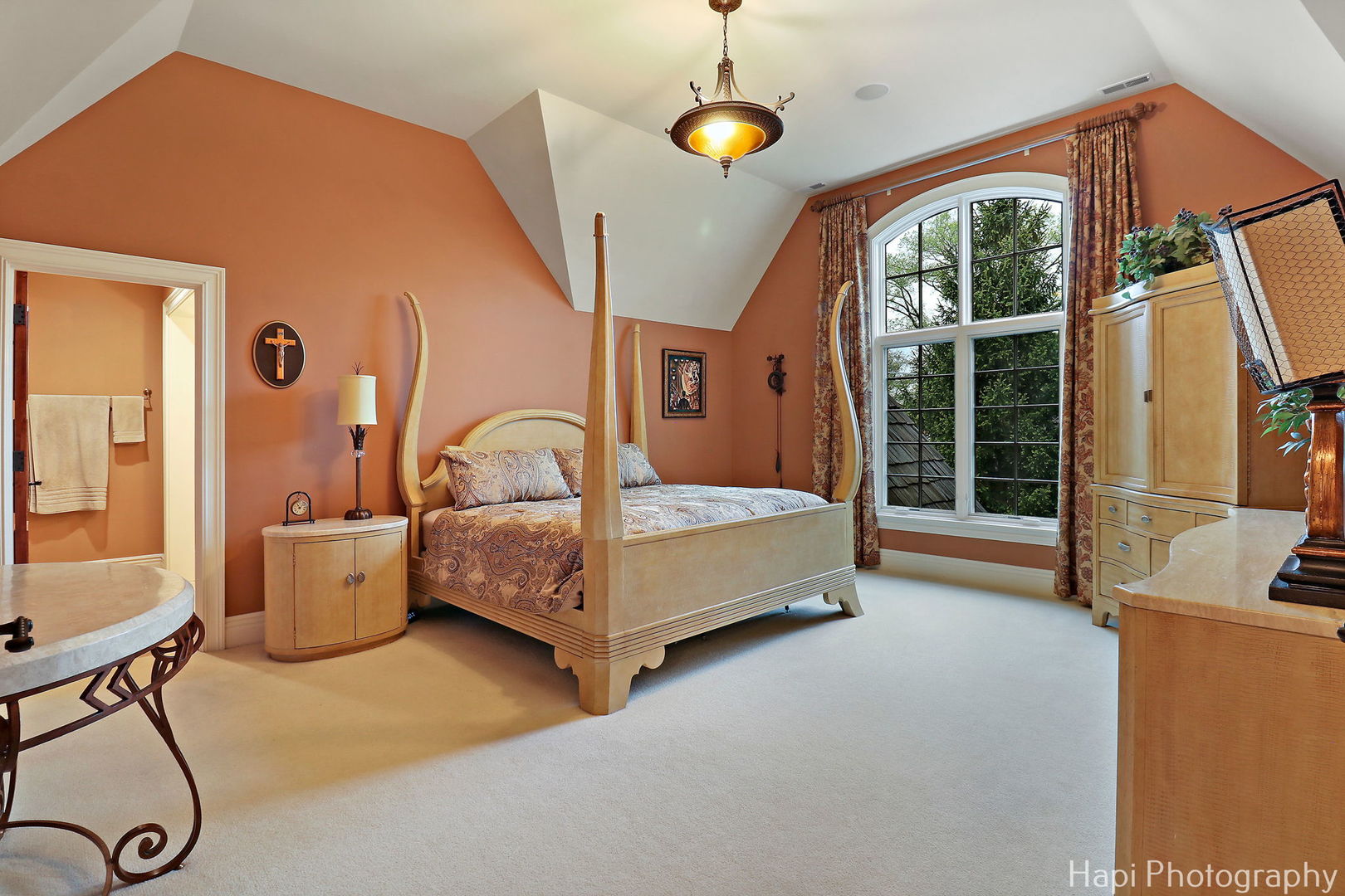 2158 Scott Road Northbrook, IL 60062 - Photo 27 of 57 a bedroom with a balcony a bed and a chandelier