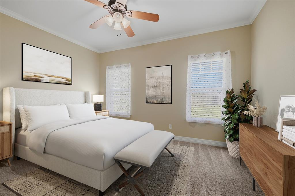 785 Schneider Road Howe, TX 75459 - Photo 18 of 40 a bedroom with a bed and a potted plant