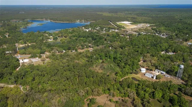 an aerial view of a houses with yard