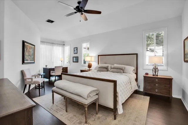 a bed room with a bed and furniture