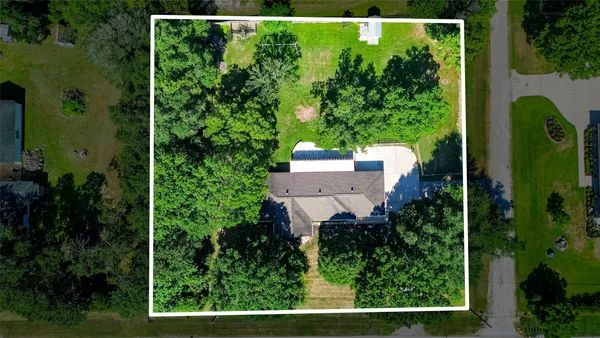 an aerial view of a house