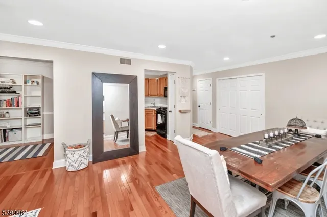 a workspace with furniture and wooden floor