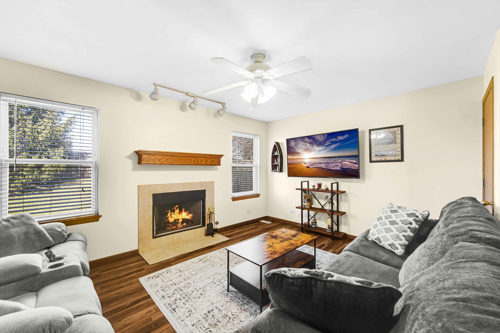 511 Davidson Drive, Unit B Minooka, IL 60447 - Photo 3 of 10 a living room with furniture and a fireplace