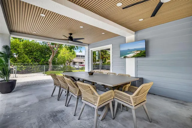 a view of outdoor space with garden and seating