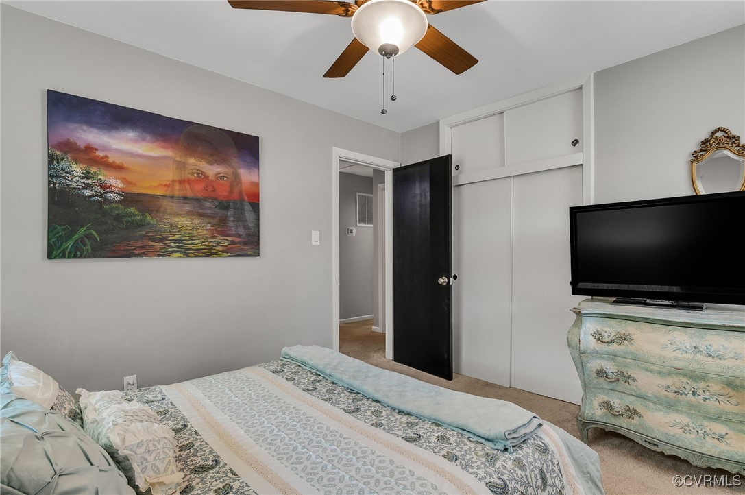 7503 Comet Road Henrico, VA 23294 - Photo 15 of 21 Carpeted bedroom with a closet and ceiling fan