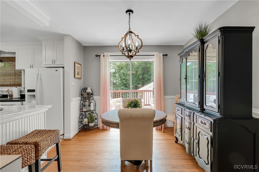 7503 Comet Road Henrico, VA 23294 - Photo 4 of 21 Dining area featuring a chandelier, wainscoting, a